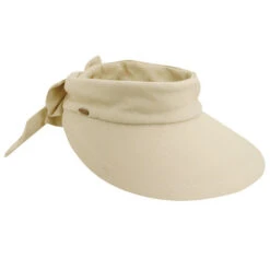 Scala Arosa Deluxe Visor With Bow -Cavalleria Toscana Store arosa deluxe cotton visor bow natural brim V25 NAT scala 32606.1691251153