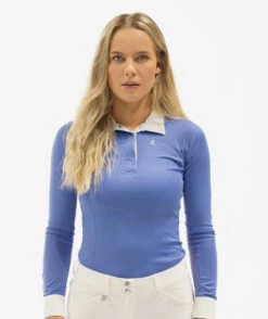 Horze Blaire Long Sleeve Show Shirt -Cavalleria Toscana Store blair ls show shirt periwinkle collar open horze 12068.1554325267