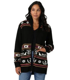 Wrangler Bronc Zip Cardigan Sweater -Cavalleria Toscana Store bronc cardigan sweater black front 112335804 wrangler 77357.1689990898