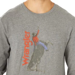 Wrangler Men's Bull Rider Tee -Cavalleria Toscana Store bull rider tee graphite front detail MQ6202H wrangler 39933.1636310552
