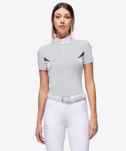 RG Button Competition Polo Short Sleeve -Cavalleria Toscana Store button competition polo ss lt.grey front POW003 JS001 8100 cavalleria toscana 56078.1670277312