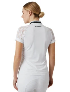 B Vertigo Lauren Show Shirt Short Sleeve -Cavalleria Toscana Store bv lauren lace mesh ss white back 33593 WH horze 43362.1661616166