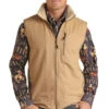 Powder River Berber Lined Canvas Vest -Cavalleria Toscana Store canvas sherpa vest tan PRM098RZYS PRO 71292.1668475595