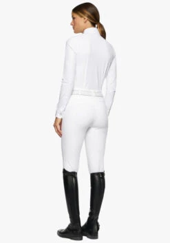 Cavalleria Toscana Perforated Insert Shirt Long Sleeve -Cavalleria Toscana Store ct perforated insert ls white navy back CAD216 JE022 0179 cavalleria toscana 65215.1660260131