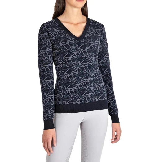 Equiline Engre Jacquard V-Neck Sweater 5 Equiline Engre Jacquard V-Neck Sweater - Image 3