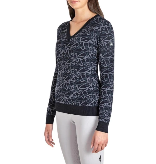 Equiline Engre Jacquard V-Neck Sweater 4 Equiline Engre Jacquard V-Neck Sweater - Image 2