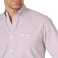 Wrangler George Strait Short Sleeve Shirt -Cavalleria Toscana Store george strait ss shirt mini plaid fuchsia detail MGSP855 wrangler 48633.1615762121