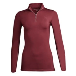 Hadley SunShield 1/4 Zip Long Sleeve -Cavalleria Toscana Store hadley sun sheild ls merlot front 25903 smartpak 92128.1666050427