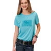 Roper Pony Express Stamp Tee -Cavalleria Toscana Store horse stamp tee blue front 0303905136105 roper 31032.1636222216