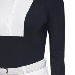 Cavalleria Toscana Hunter Competition Shirt Long Sleeve -Cavalleria Toscana Store hunter competition LS navy closeup CAD191 JE002 7901 CT 83725.1690564918