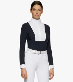 Cavalleria Toscana Hunter Competition Shirt Long Sleeve -Cavalleria Toscana Store hunter competition LS navy side CAD191 JE002 7901 CT 68170.1690564923