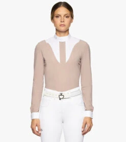 Cavalleria Toscana Bib Insert Competition Shirt Long Sleeve -Cavalleria Toscana Store jersey bib compet ls blush white front CAD212 JE022 1A00 cavalleria toscana 42316.1659805946