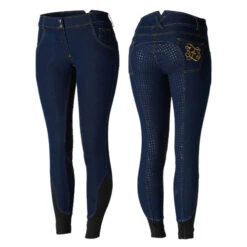 Horze Jessi-Lyn Denim Full Seat Breeches -Cavalleria Toscana Store jessi lyn denim FS dkblue front back cp3664 horze 84018.1657850264