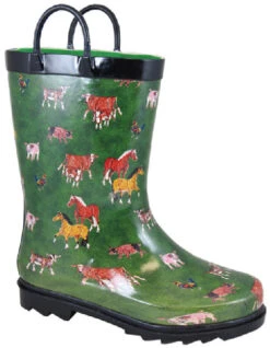 Kids Smoky Mountain Rubber Rain Boots -Cavalleria Toscana Store kids rain boot green horse 2769 smoky mtn 94617.1661200086