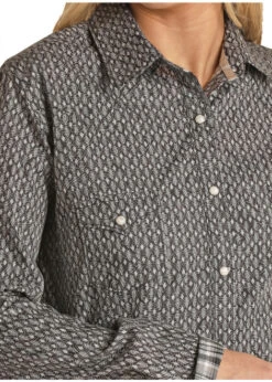 Panhandle Rough Stock Charcoal Print Snap Shirt