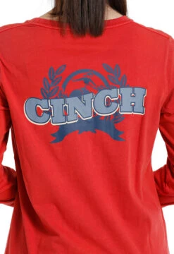 Ladies Cinch Logo Red Tee Long Sleeve -Cavalleria Toscana Store lds tee shirt ls red detail MSK7895005 cinch 26646.1677610816