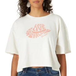 Wrangler Long Live Cowgirls Crop Tee -Cavalleria Toscana Store live cowgirls ss offwhite detail 112318823 wrangler 60392.1663118742