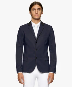 Men's Cavalleria Toscana GP Perforated Jacket -Cavalleria Toscana Store men gp perforated jacket smoky blue front GGU024 JF115 7E00 CT 26678.1659810482