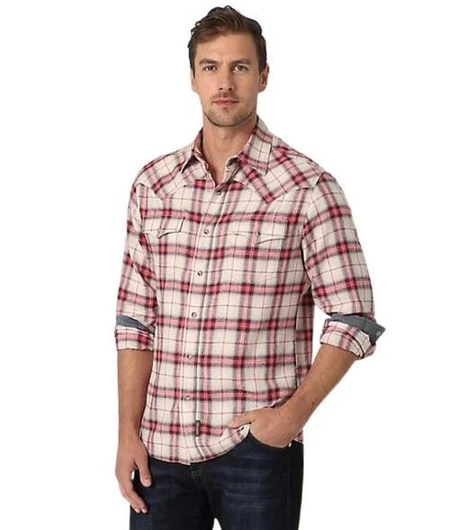 Men's Wrangler Retro Premium Plaid Long Sleeve Shirt 4 Men's Wrangler Retro Premium Plaid Long Sleeve Shirt - Image 2