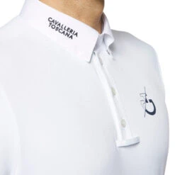 Cavalleria Toscana Men's CT Team Short Sleeve Polo -Cavalleria Toscana Store mens CT team polo SS white detail POU237 PA048 0001 cavalleria 75360.1624996137