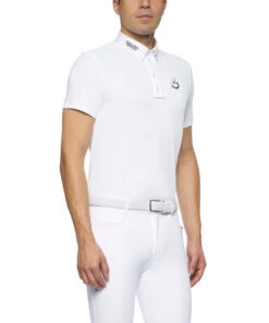 Cavalleria Toscana Men's CT Team Short Sleeve Polo -Cavalleria Toscana Store mens CT team polo SS white side POU237 PA048 0001 cavalleria 96423.1624996140