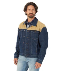 Men's Wrangler Corduroy Yoke Denim Jacket -Cavalleria Toscana Store mens cord denim jacket tiger eye front 112318259 wrangler 16262.1661915942