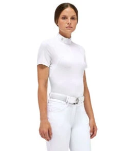 Cavalleria Toscana Mesh Insert Polo Short Sleeve -Cavalleria Toscana Store mesh insert comp shirt short sleeve white front1 POD340 JE179 0101 CT 29851.1683739631