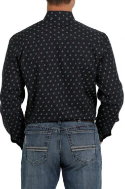 Cinch Modern Fit Print Shirt Long Sleeve -Cavalleria Toscana Store moder fit print ls navy back MTW1347045 miller 95562.1652992348