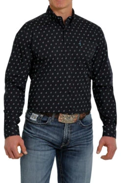 Cinch Modern Fit Print Shirt Long Sleeve -Cavalleria Toscana Store moder fit print ls navy front MTW1347045 miller 93422.1652992351