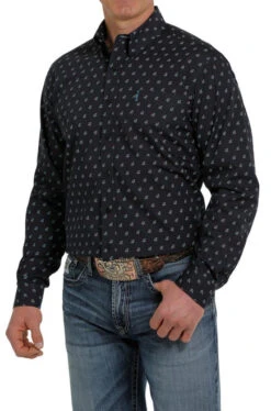 Cinch Modern Fit Print Shirt Long Sleeve -Cavalleria Toscana Store moder fit print ls navy side MTW1347045 miller 16410.1652992350