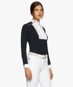 Cavalleria Toscana Outline Piping Shirt Long Sleeve -Cavalleria Toscana Store outline piping compet ls navy side CAD208 JE022 7901 CT 84203.1656712987