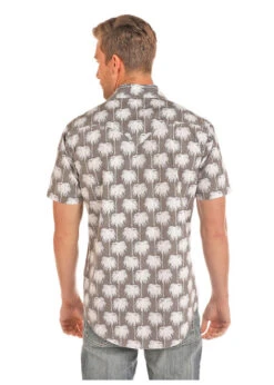 R&R Cowboy Palm Tree Short Sleeve Shirt -Cavalleria Toscana Store palm tree SS shirt back B1S1141 panhandle 21294.1559331087