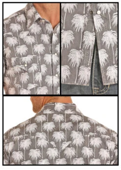 R&R Cowboy Palm Tree Short Sleeve Shirt -Cavalleria Toscana Store palm tree SS shirt views B1S1141 panhandle 41190.1559331084