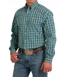Men's Cinch Teal Plaid Shirt Long Sleeve 11 Men's Cinch Teal Plaid Shirt Long Sleeve -Cavalleria Toscana Store plaid shirt ls teal front MTW1105578 cinch 93587.1689642989