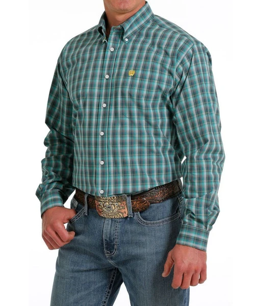 Men's Cinch Teal Plaid Shirt Long Sleeve 7 Men's Cinch Teal Plaid Shirt Long Sleeve - Image 5
