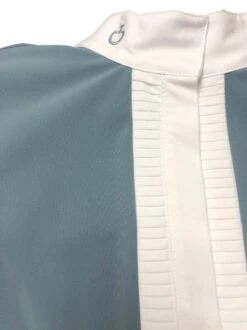 Cavalleria Toscana Pleated Shirt Short Sleeve -Cavalleria Toscana Store pleated jersey ss teal front detail CAD153 JE022 5900 CT 99334.1670880204