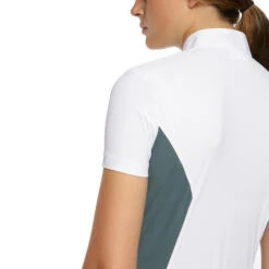 Cavalleria Toscana Perforated Sides Competition Polo -Cavalleria Toscana Store polo perforated insert ss white teal back detail POD295 JE022 0159 cavalleria toscana 11089.1690499488