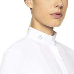 Cavalleria Toscana Poplin Bib Competition LS Polo -Cavalleria Toscana Store poplin bib jersey comp polo LS white collar POD256 JE022 0001 CT 13675.1655842566