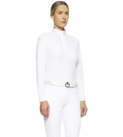 Cavalleria Toscana Poplin Bib Competition LS Polo -Cavalleria Toscana Store poplin bib jersey comp polo LS white side POD256 JE022 0001 CT 06566.1655842547