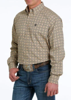 Men's Cinch Khaki Geo Print Shirt Long Sleeve 11 Men's Cinch Khaki Geo Print Shirt Long Sleeve -Cavalleria Toscana Store print shirt ls khaki side MTW1105532 cinch 73232.1677603798