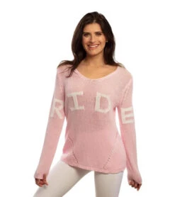 Goode Rider RIDE Lightweight Sweater -Cavalleria Toscana Store ride sweater pink front 19038 3719 goode rider 23064.1665774425