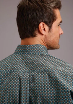 Stetson Ring Geo Print Shirt -Cavalleria Toscana Store ring geo print shirt green back 1100105267005 stetson 50212.1605309397