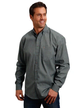 Stetson Ring Geo Print Shirt -Cavalleria Toscana Store ring geo print shirt green front 1100105267005 stetson 29247.1605309399