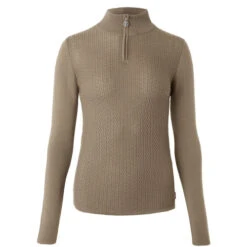 B Vertigo Ruth 1/4 Zip Sweater -Cavalleria Toscana Store ruth sweater shiitake beige 33546 SBE b vertigo 84302.1667872985