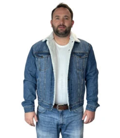 Men's Roper Sherpa Denim Jacket -Cavalleria Toscana Store sherpa denim jacket hero roper 60794.1669170038