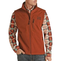 Men's Powder River Performance Softshell Vest -Cavalleria Toscana Store softshell vest rust PRMO98RZYC 90 PRO 07459.1668560777