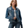 Grace In LA Star Denim Jacket -Cavalleria Toscana Store star denim jacket front w grace la 87588.1690416548