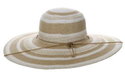 Capelli Yuri Striped Toyo Straw Hat -Cavalleria Toscana Store striped wide brim sun hat back CSW421 WHITE capelli 14712.1691342700