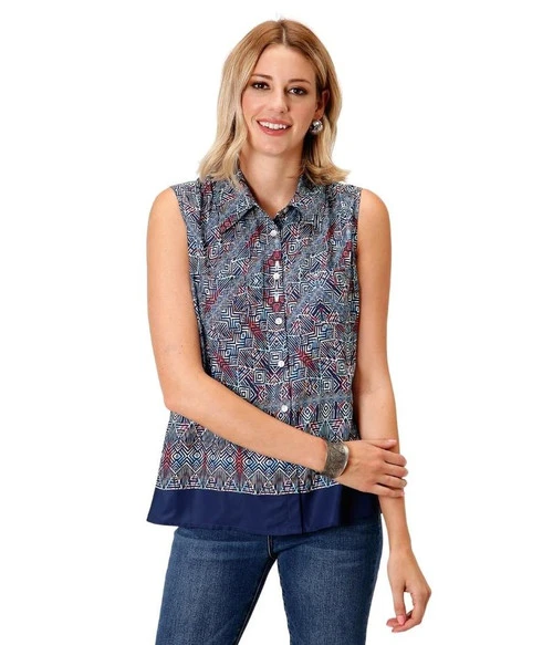 Roper Tribal Border Print Sleeveless Shirt 3 Roper Tribal Border Print Sleeveless Shirt