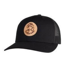 SaltWater Riders Leather Patch Trucker Hat -Cavalleria Toscana Store trucker hat leather patch logo black saltwater riders 30172.1687386947